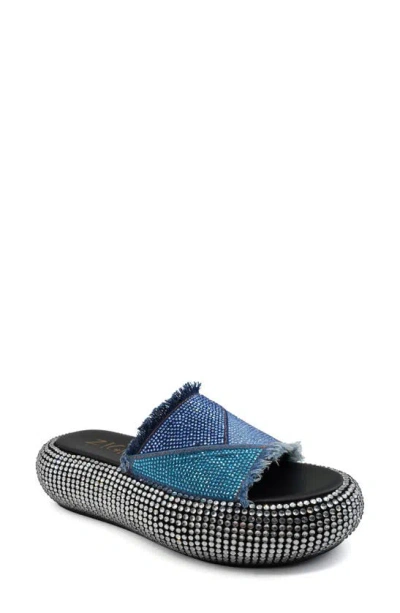 Zigi Hazel Platform Slide Sandal In Blue Denim