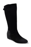 Zigi Hidden Wedge Boot In Black Suede