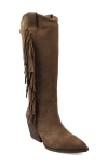 Zigi Jacquie Pointed Toe Western Boot In Taupe Suede