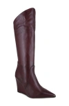 Zigi Karlin Pointed Toe Wedge Boot In Wine Leather