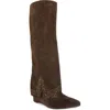 Zigi Knee High Boot In Brown Suede