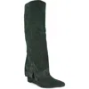 Zigi Knee High Boot In Green Sued