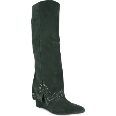 Zigi Knee High Boot In Green Sued