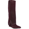 Zigi Knee High Boot In Wine Suede