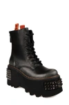 Zigi Leysa Studded Platform Combat Boot In Black