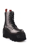 Zigi Leysa Studded Platform Combat Boot In Metallic Silver