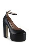 Zigi Nikole Ankle Strap Platform Pump In Black Leather