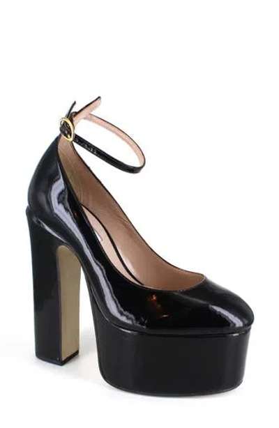 Zigi Nikole Ankle Strap Platform Pump In Black Patent