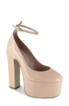 Zigi Nikole Ankle Strap Platform Pump In Blush Patent