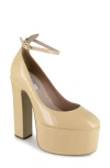 Zigi Nikole Ankle Strap Platform Pump In Nude Patent
