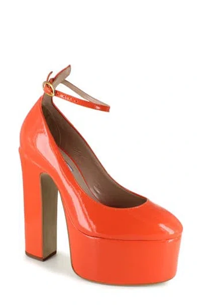 Zigi Nikole Ankle Strap Platform Pump In Orange Patent