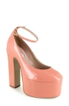 Zigi Nikole Ankle Strap Platform Pump In Sand Patent
