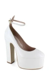 Zigi Nikole Ankle Strap Platform Pump In White Patent