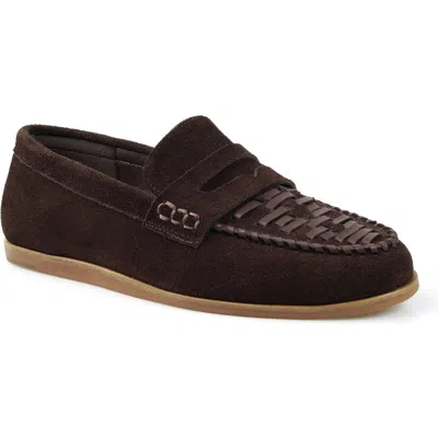 Zigi Roki Penny Loafer In Brown Suede