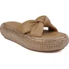 Zigi Sabella Rhinestone Platform Slide Sandal In Beige Leather
