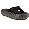 Zigi Sabella Rhinestone Platform Slide Sandal In Blk Leathe