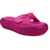 Zigi Sabella Rhinestone Platform Slide Sandal In Fuschia Leather