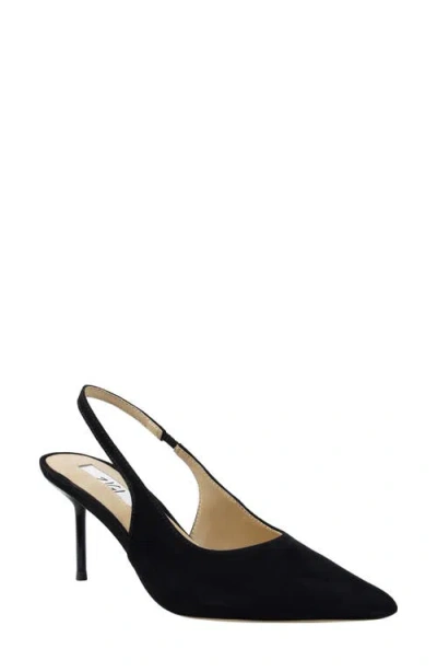 Zigi Slingback Pointed Toe Pump In Black Suede