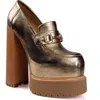 Zigi Thai Platform Bit Loafer Pump In Metallic Gold