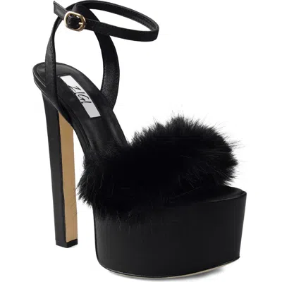 Zigi Travvy Faux Fur Platform Sandal In Black