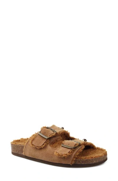 Zigi Tyree Leather Slide Sandal In Tan Suede