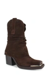 Zigi Western Boot In Brown Suede