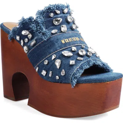 Zigi Zhara Embellished Platform Slide Sandal In Bludm