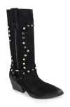 Ziginy Giana Studded Western Boot In Black