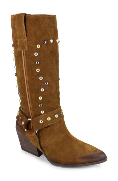 Ziginy Giana Studded Western Boot In Brown