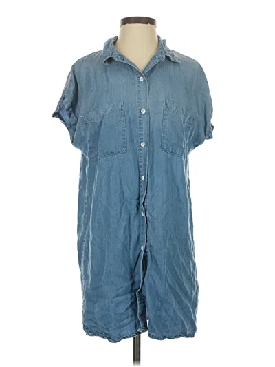 Pre-owned Zilcremo Short Sleeve Button Down Shirt In Blue