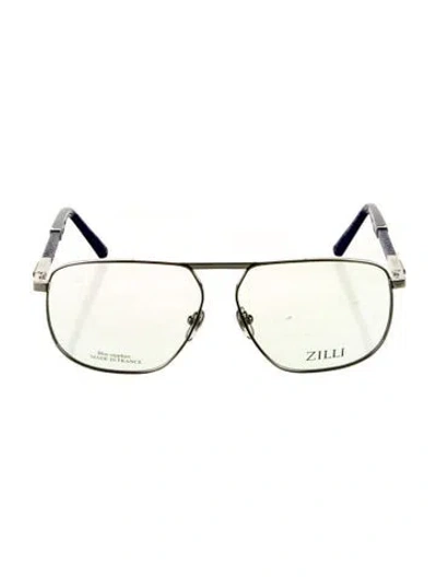 Pre-owned Zilli Aviator Eyeglasses In Blue