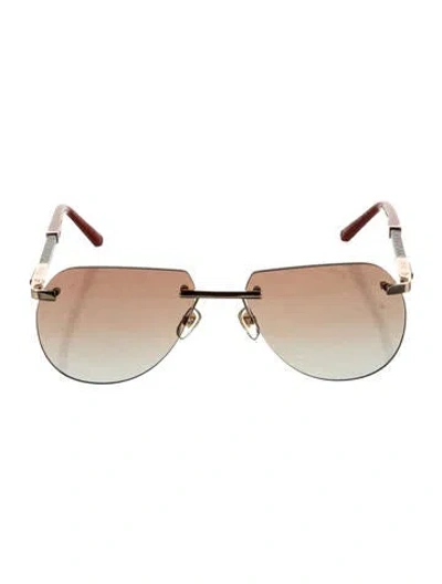 Pre-owned Zilli Aviator Gradient Sunglasses In Red