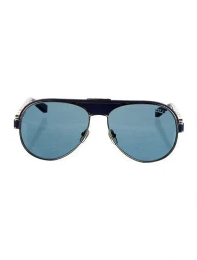 Pre-owned Zilli Aviator Tinted Sunglasses In Blue