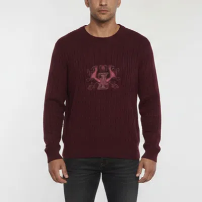 Pre-owned Zilli Burgundy Logo Embroidered Cashmere Knit Sweater Xxl