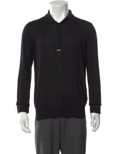 Pre-owned Zilli Cashmere Collar Polo Sweater In Black