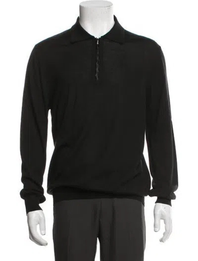 Pre-owned Zilli Cashmere Collar Polo Sweater In Black