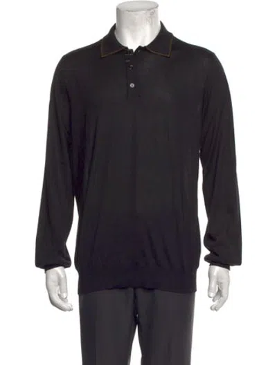 Pre-owned Zilli Cashmere Collar Polo Sweater In Black
