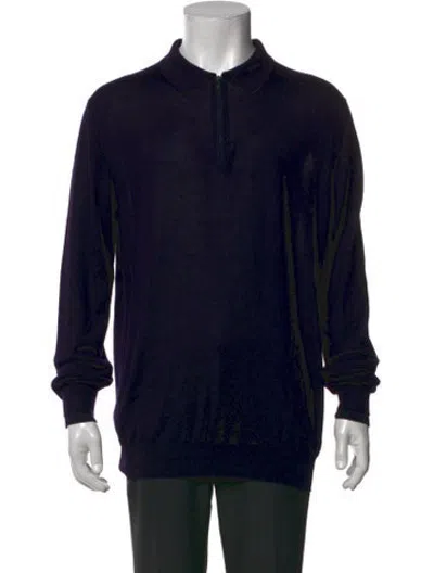Pre-owned Zilli Cashmere Collar Polo Sweater In Blue