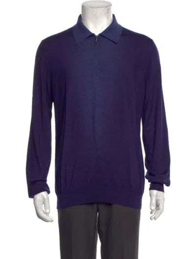 Pre-owned Zilli Cashmere Collar Polo Sweater In Purple