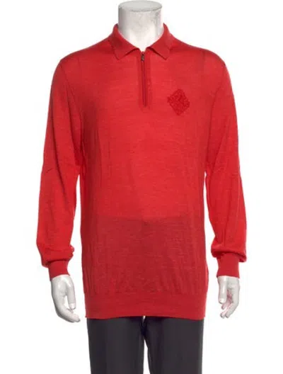 Pre-owned Zilli Cashmere Collar Polo Sweater In Red