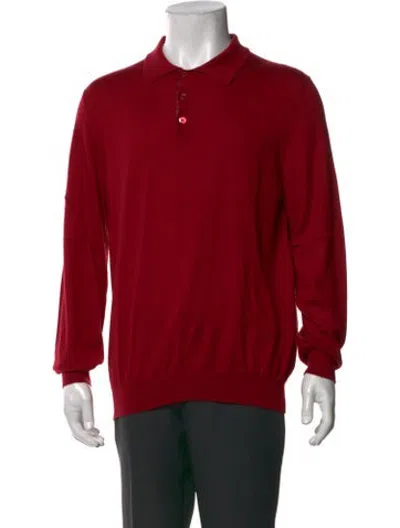 Pre-owned Zilli Cashmere Collar Polo Sweater In Red