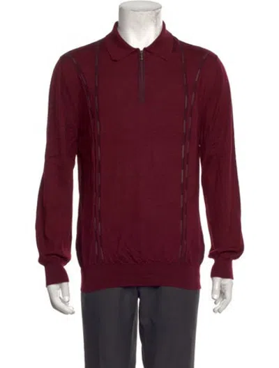 Pre-owned Zilli Cashmere Collar Polo Sweater In Red