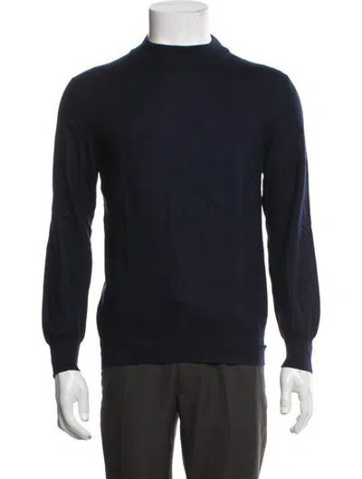 Pre-owned Zilli Cashmere Mock Neck Pullover In Blue