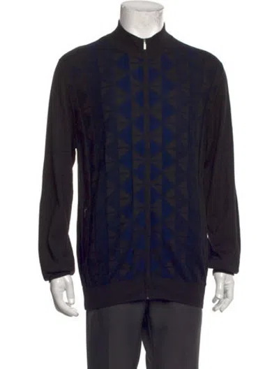 Pre-owned Zilli Cashmere Patterned Cardigan In Blue