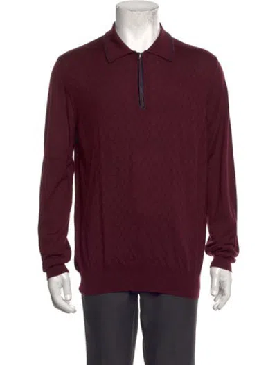 Pre-owned Zilli Cashmere Patterned Polo Sweater In Red