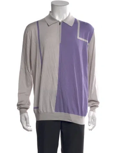 Pre-owned Zilli Colorblock Pattern Collar Polo Sweater In Multi
