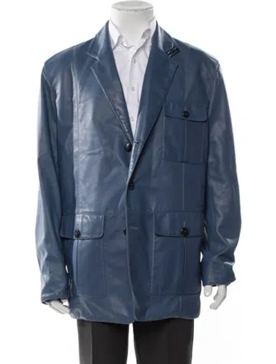 Pre-owned Zilli Lamb Leather Utility Jacket In Blue