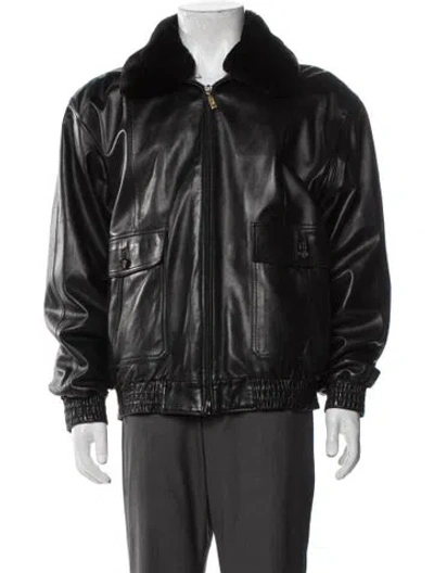 Pre-owned Zilli Lambskin Bomber Jacket In Black