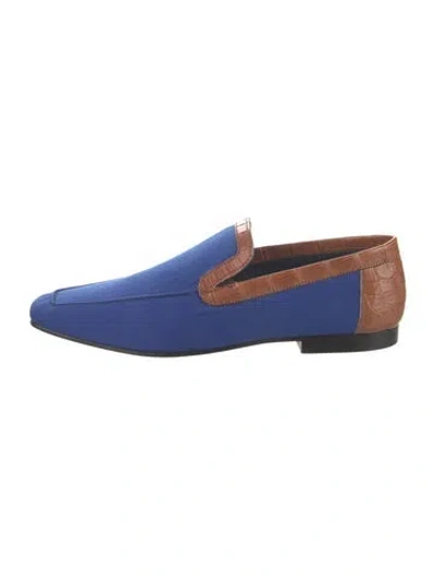 Pre-owned Zilli Leather Colorblock Pattern Loafers In Blue