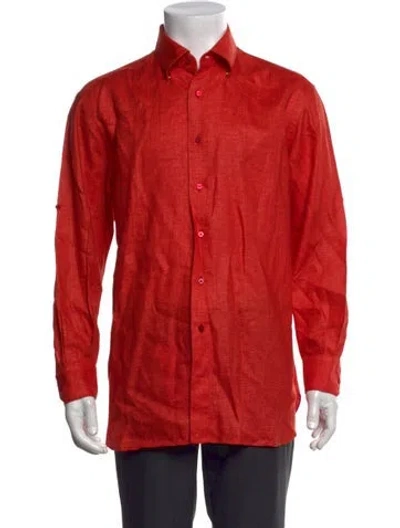 Pre-owned Zilli Linen Long Sleeve Dress Shirt In Orange